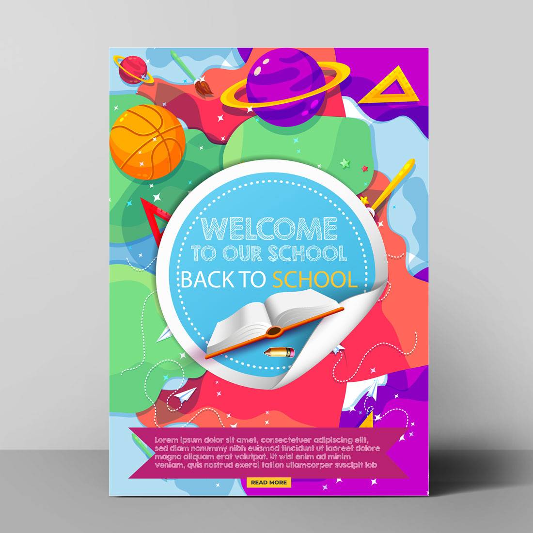 Welcome back to school vertical flyer template preview image.