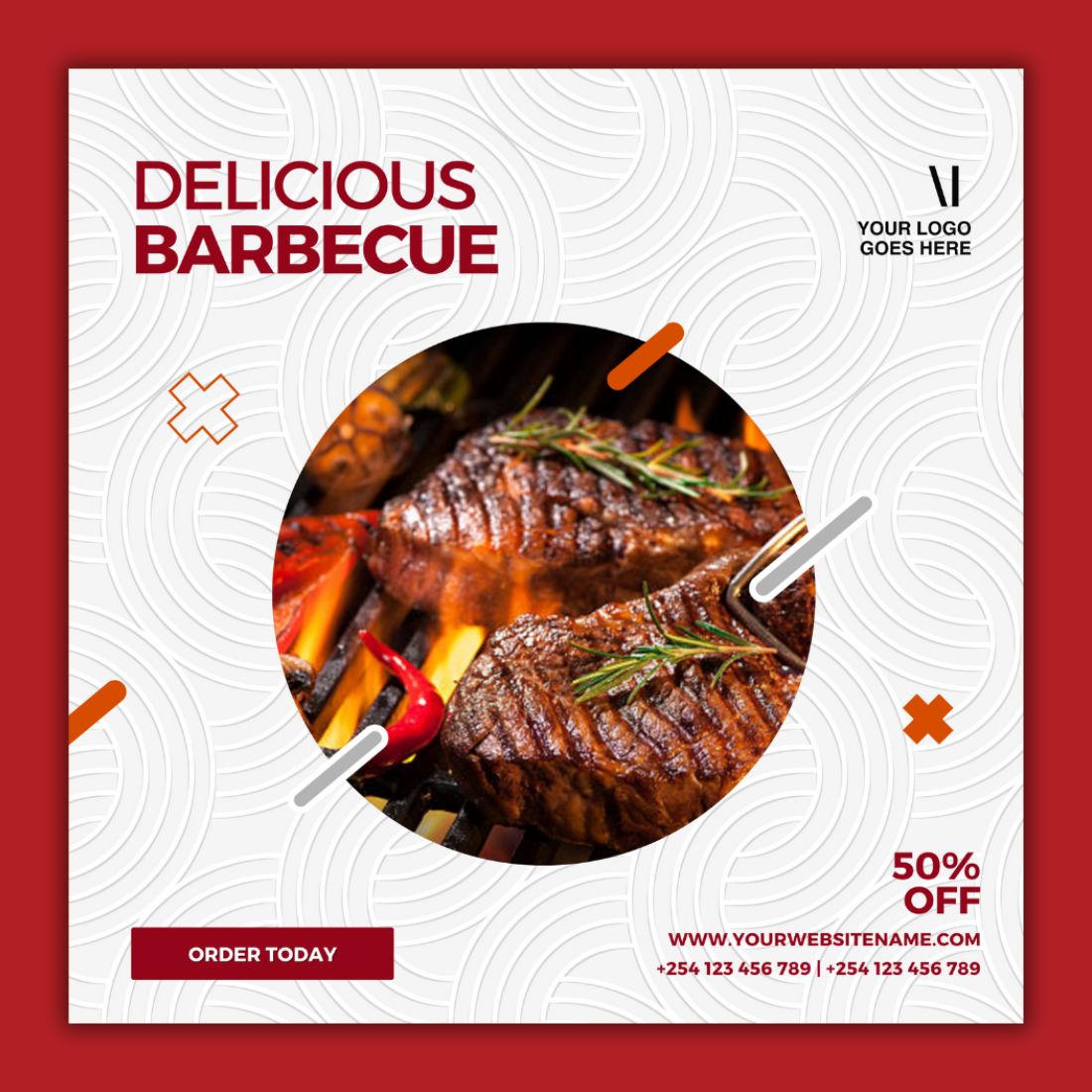 Barbecue Fast Food Social Media Post Template cover image.