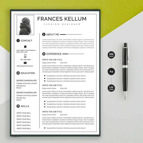 Resume template instant download, Professional resume template, Resume template word, Modern resume template, resume writing, CV template cover image.
