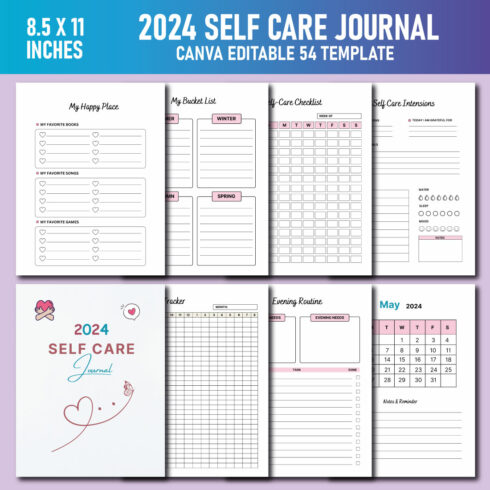 2024 Self Care Journal KDP Interiors Templates cover image.