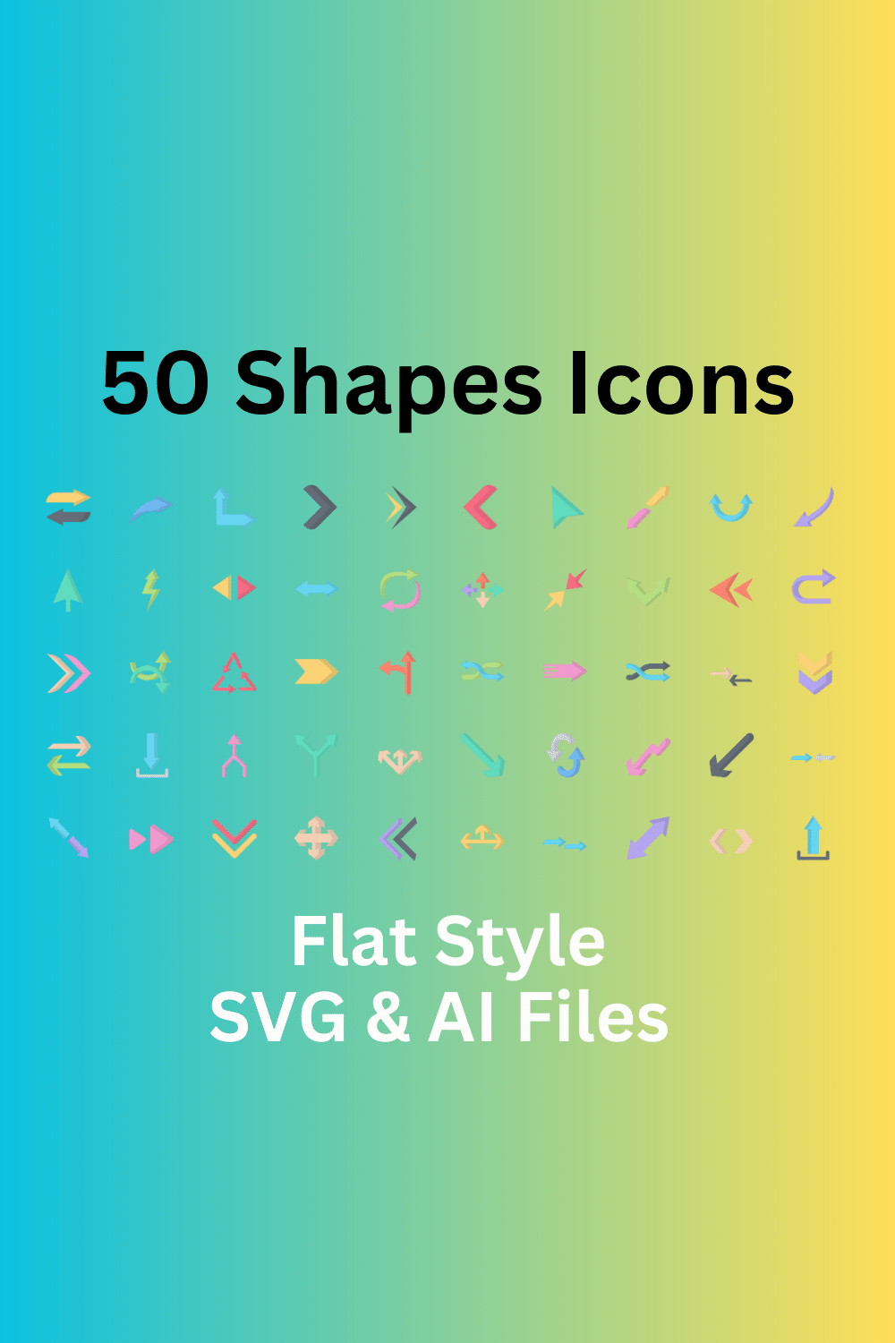 Shapes Icon Set 50 Flat Icons - SVG And AI Files pinterest preview image.