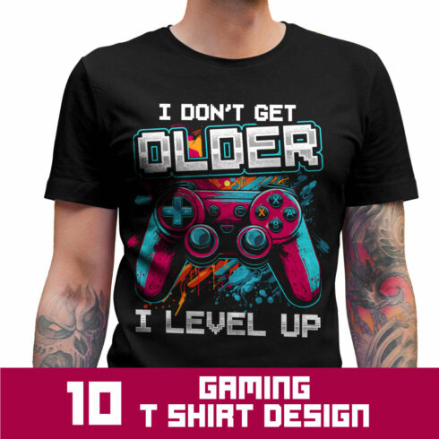 Gaming t shirt design bundle (10 designs) cover image.
