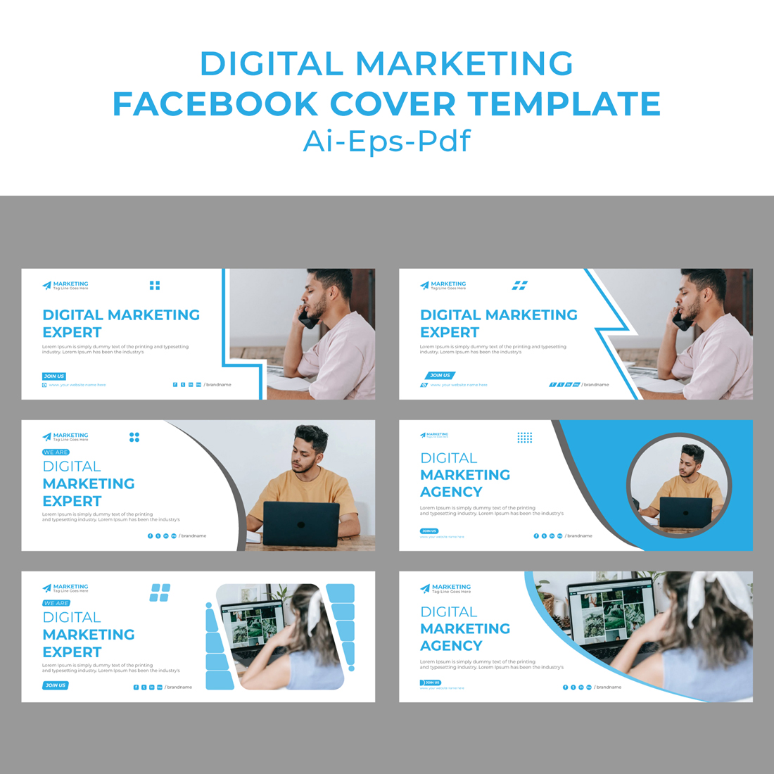 Digital Marketing Facebook Cover Template cover image.