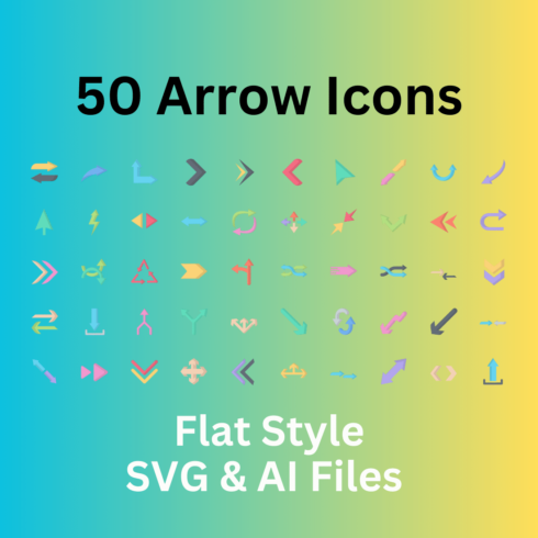 Arrows Icon Set 50 Flat Icons - SVG And AI Files cover image.