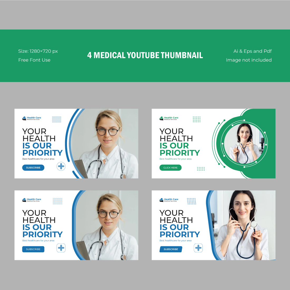 A Medical YouTube Thumbnail Template preview image.