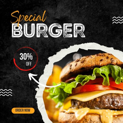 5 Hot Burger Social media Post Bundle cover image.