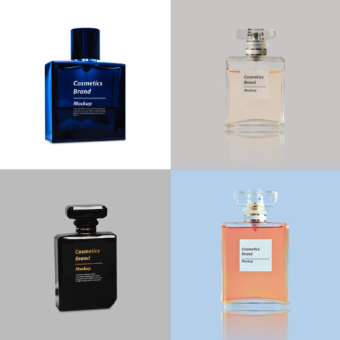 4 perfume bottle mockups cover image.