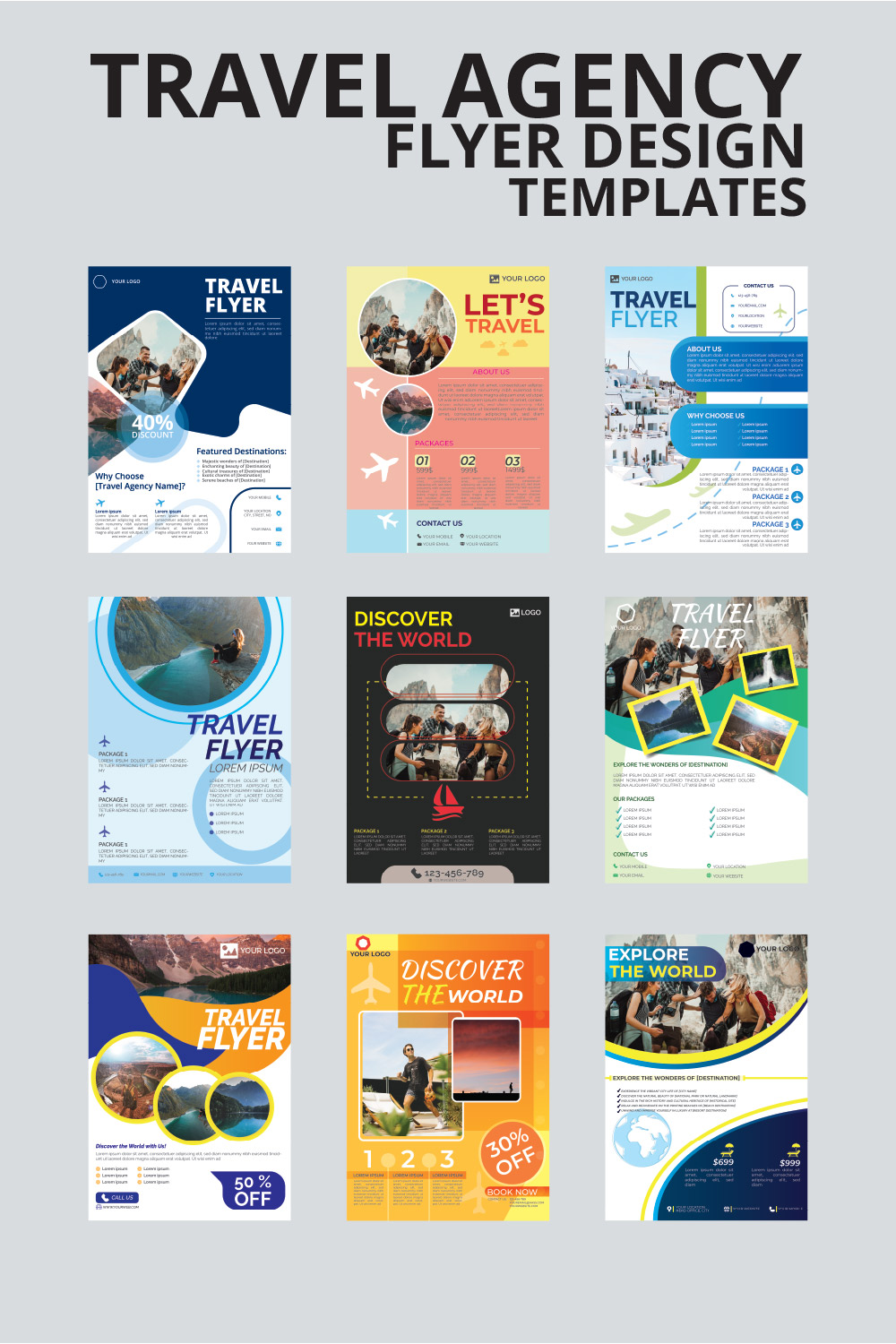 Travel agency flyer design templates pinterest preview image.