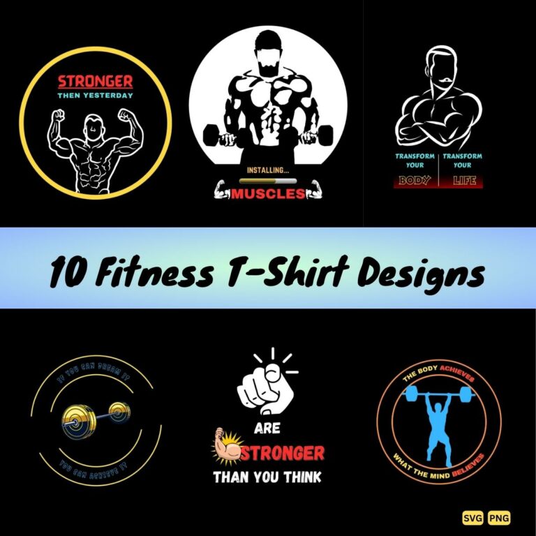 10 Gymfitness T Shirt Designs Bundle Masterbundles