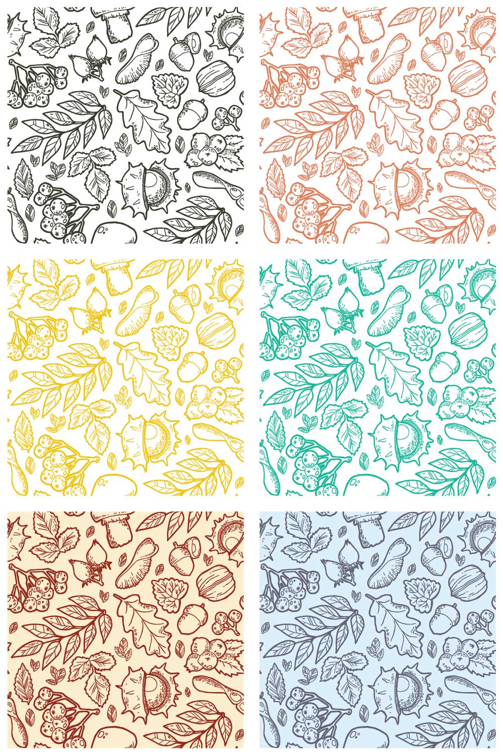 Handdraw Autumn Pattern in Vector pinterest preview image.