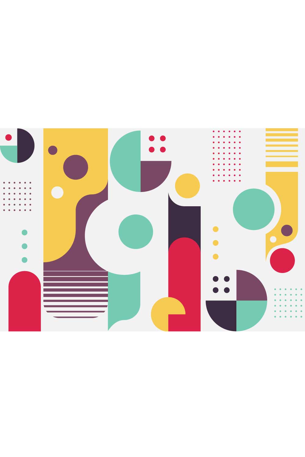 Bauhaus Style Background with Shapes in Vector pinterest preview image.