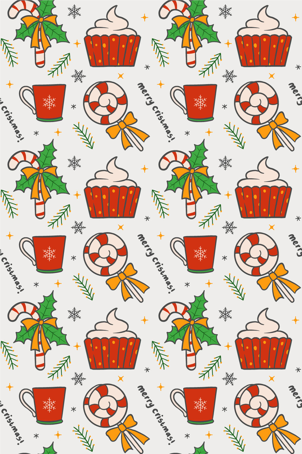 Christmas Seamless Pattern Design in Vector pinterest preview image.