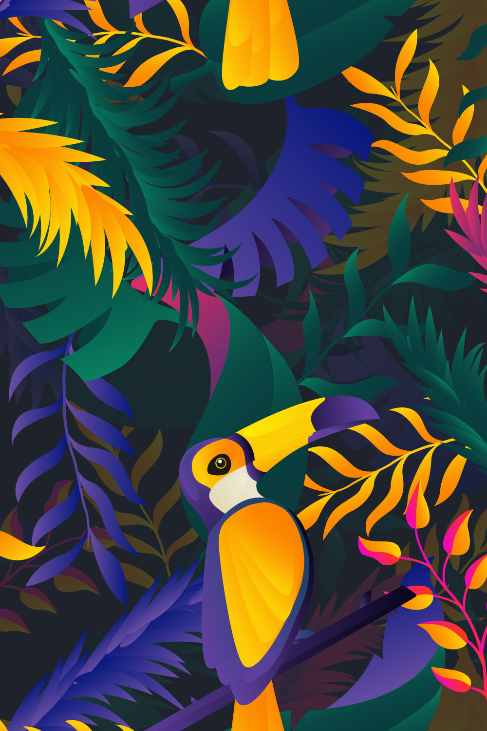 Colorful Jungle Patterns pinterest preview image.