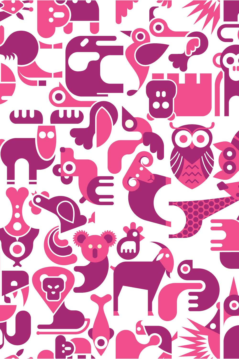 Animals Seamless Pattern in Vector pinterest preview image.