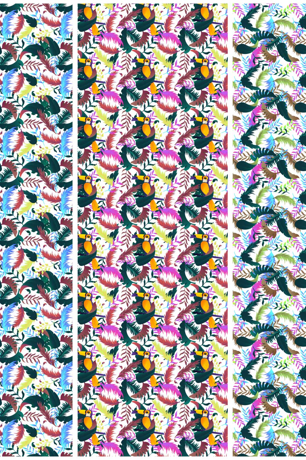 Colorful Jungle Patterns pinterest preview image.