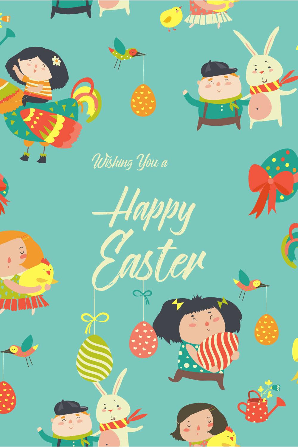 Easter Theme Seamless Pattern in Vector pinterest preview image.