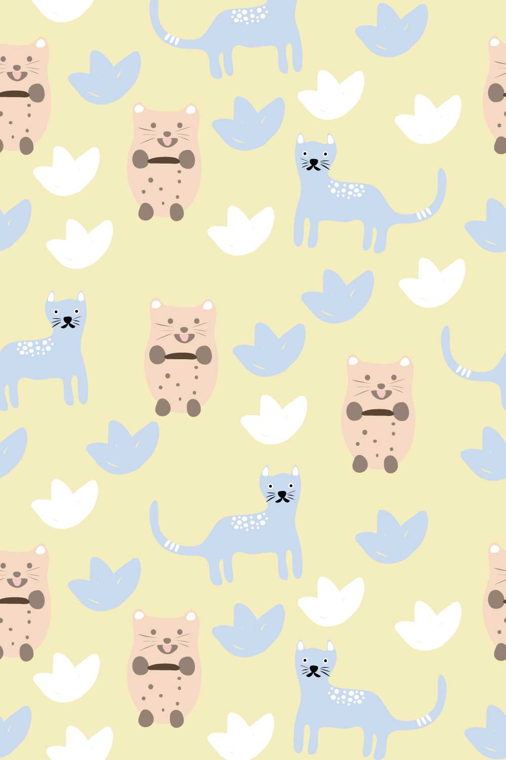 Cat Doodle Seamless Pattern in Vector pinterest preview image.