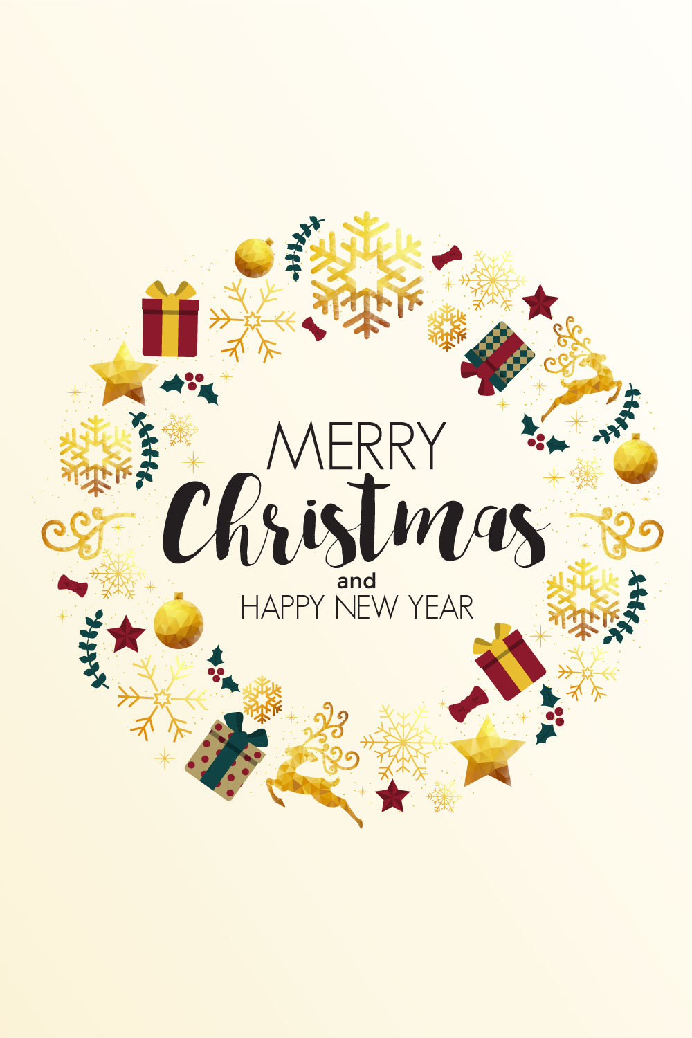 Christmas Colorful Greeting Card in Vector pinterest preview image.