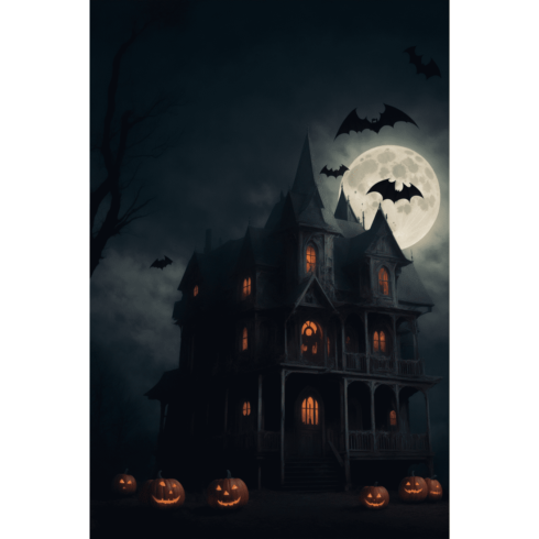 Mystical Halloween Haunted House Under the Full Moon cover image.