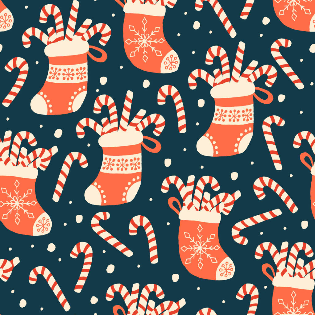 Christmas Stocking Card and Pattern in Vector - MasterBundles