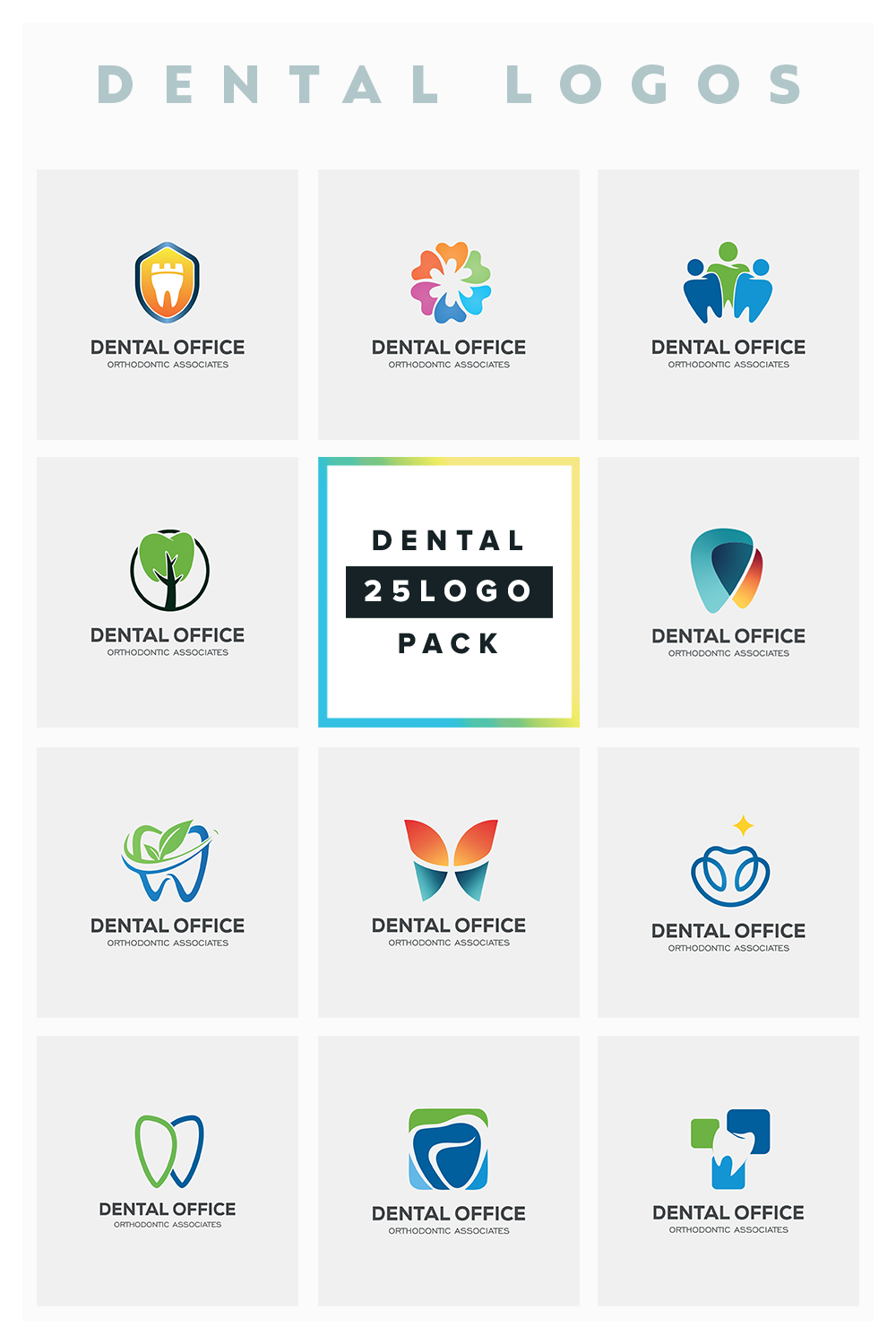 Dental Clinic Logo Pack Collection Part 1 pinterest preview image.