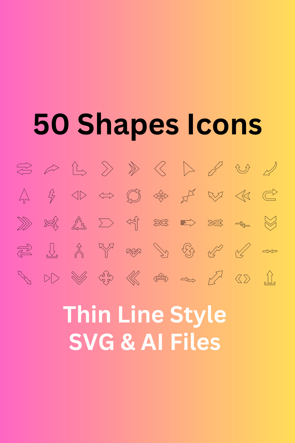 Shapes Icon Set 50 Outline Icons - SVG And AI Files pinterest preview image.