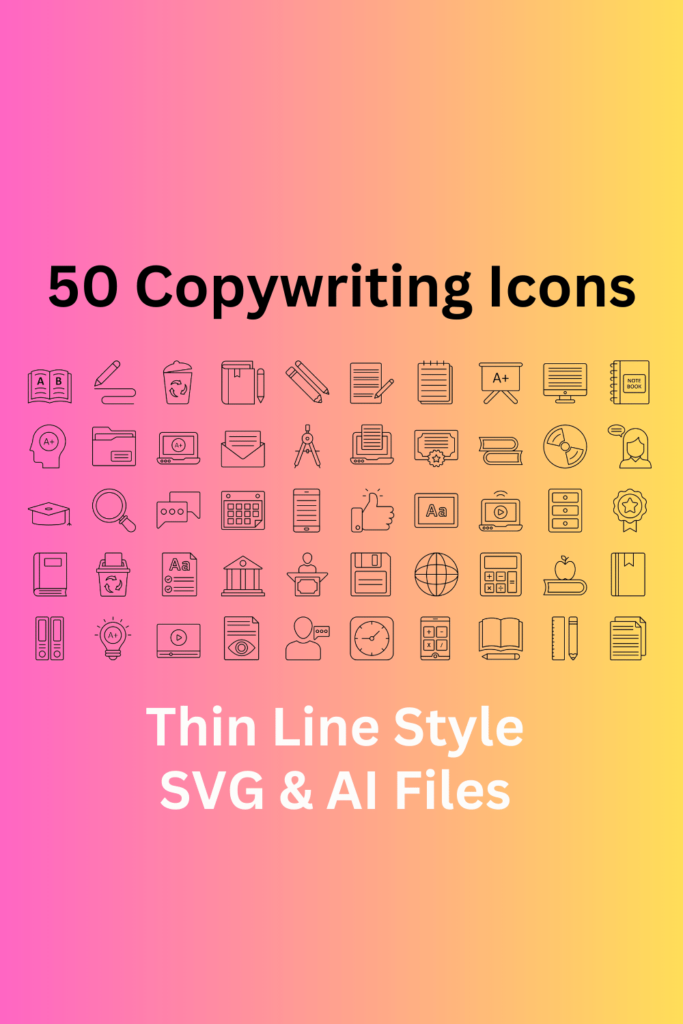Copywriting Icon Set 50 Outline Icons - SVG And AI Files - MasterBundles
