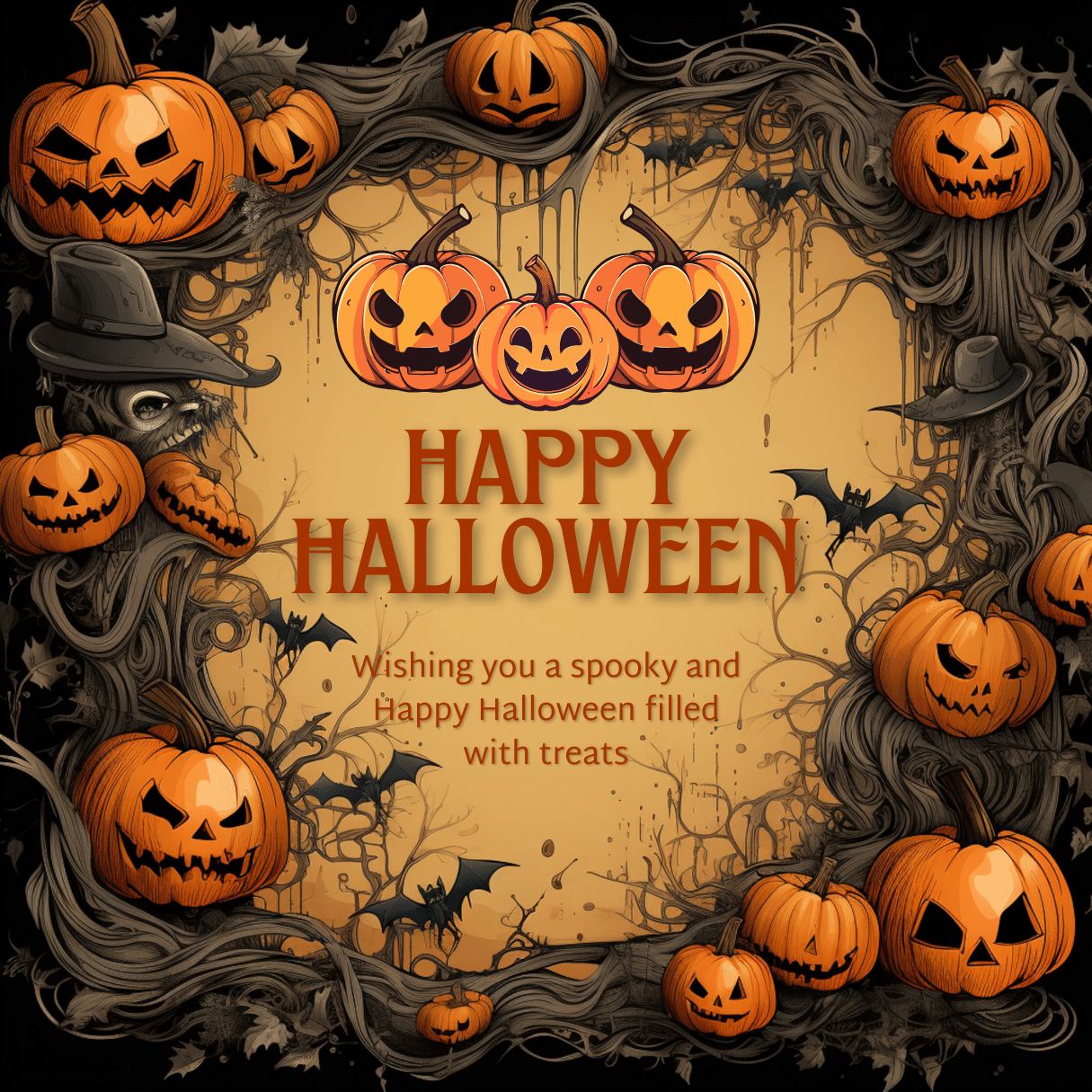 5 Happy Halloween Social media Bundle pinterest preview image.