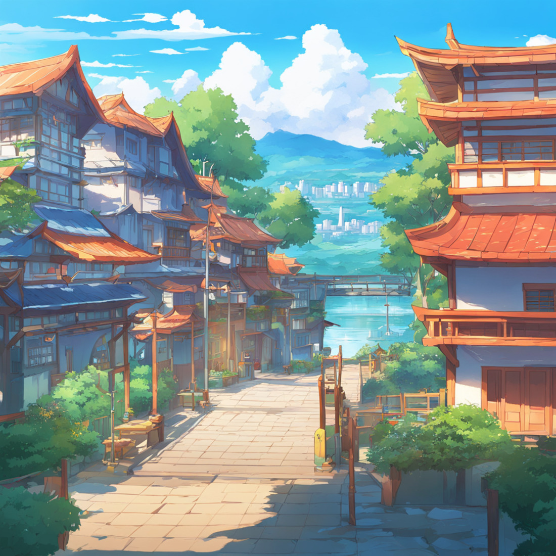 Places and landscapes in anime style preview image.