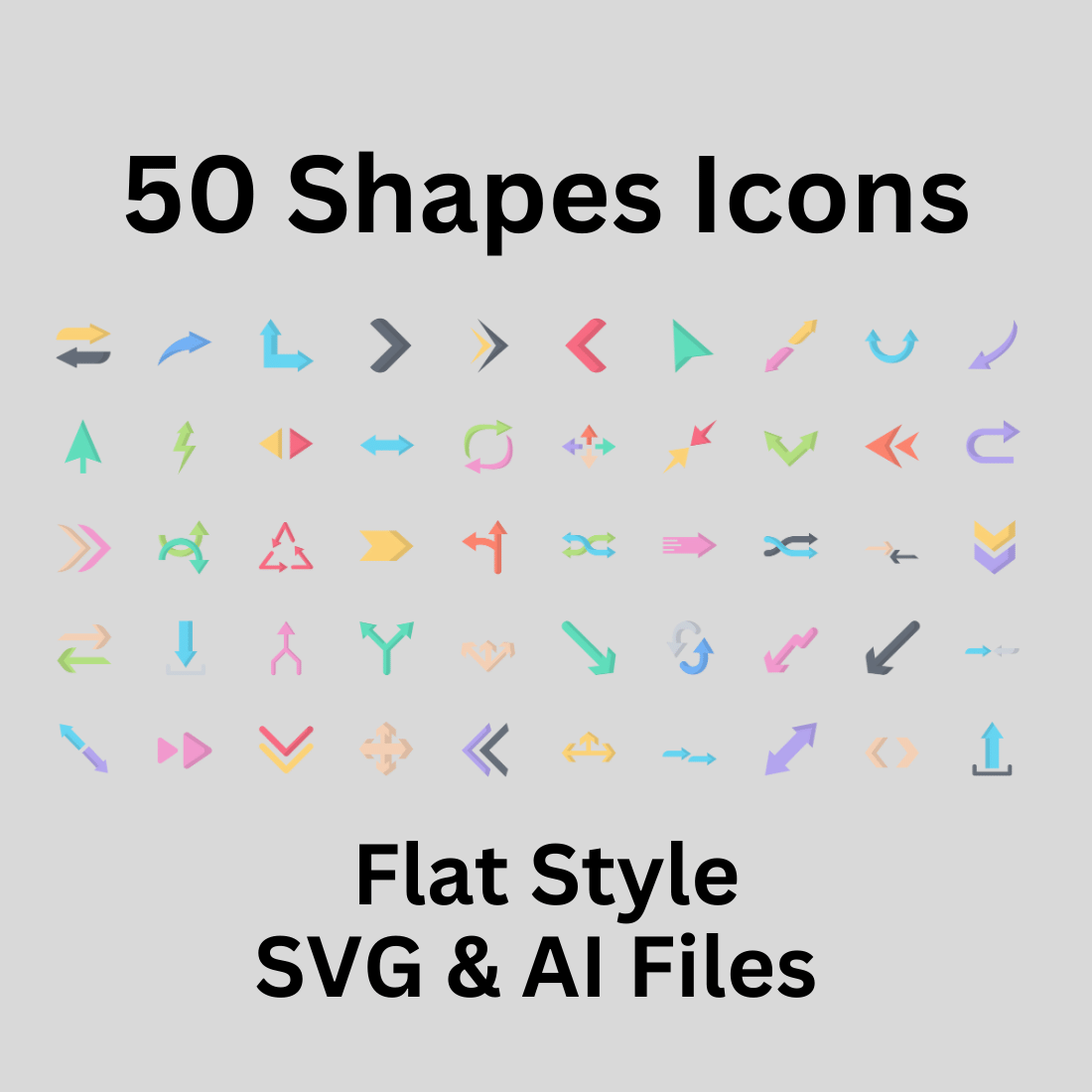 Shapes Icon Set 50 Flat Icons - SVG And AI Files preview image.