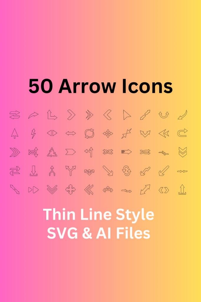 Arrows Icon Set 50 Outline Icons - SVG And AI Files - MasterBundles