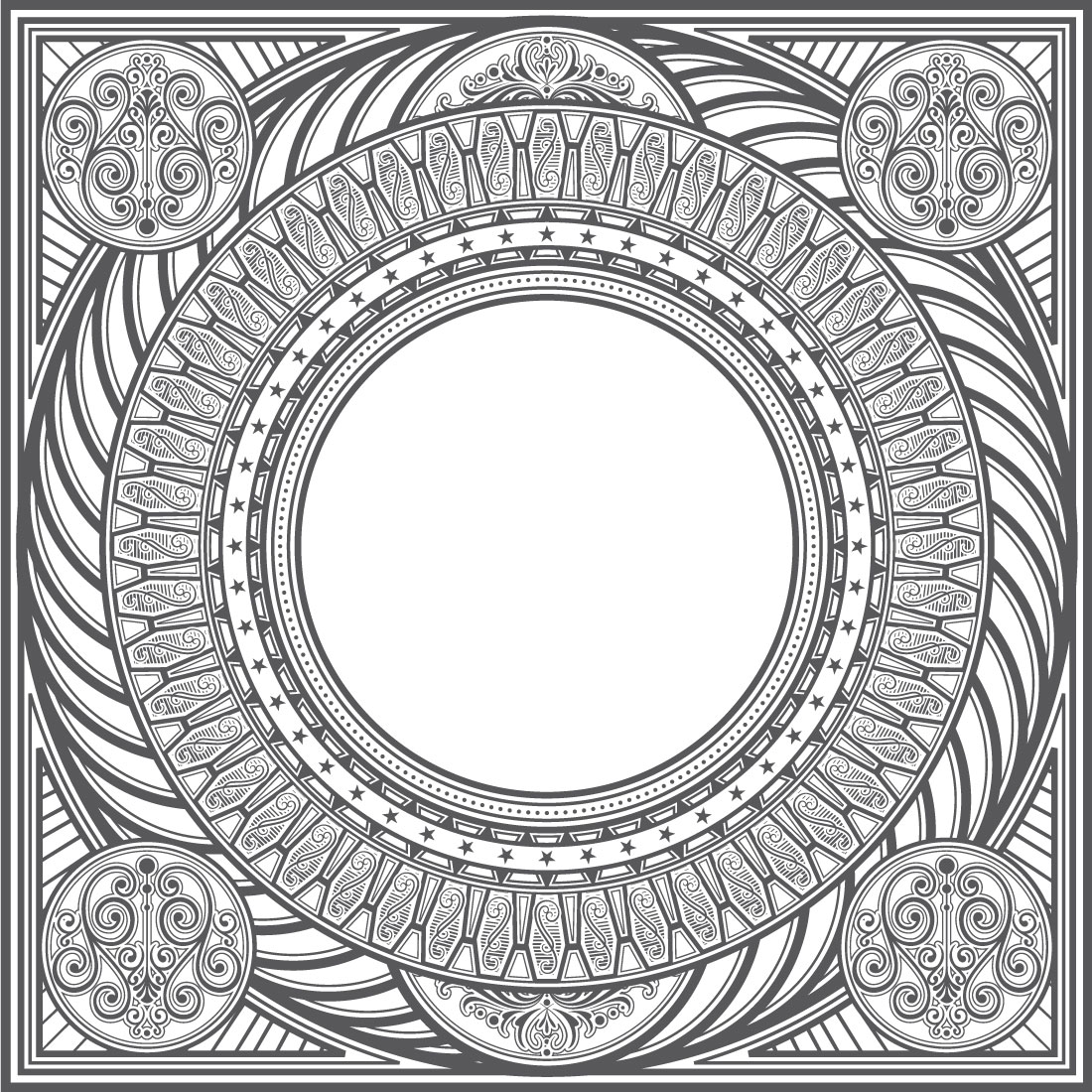 Square Ornamental Frames in Vector preview image.