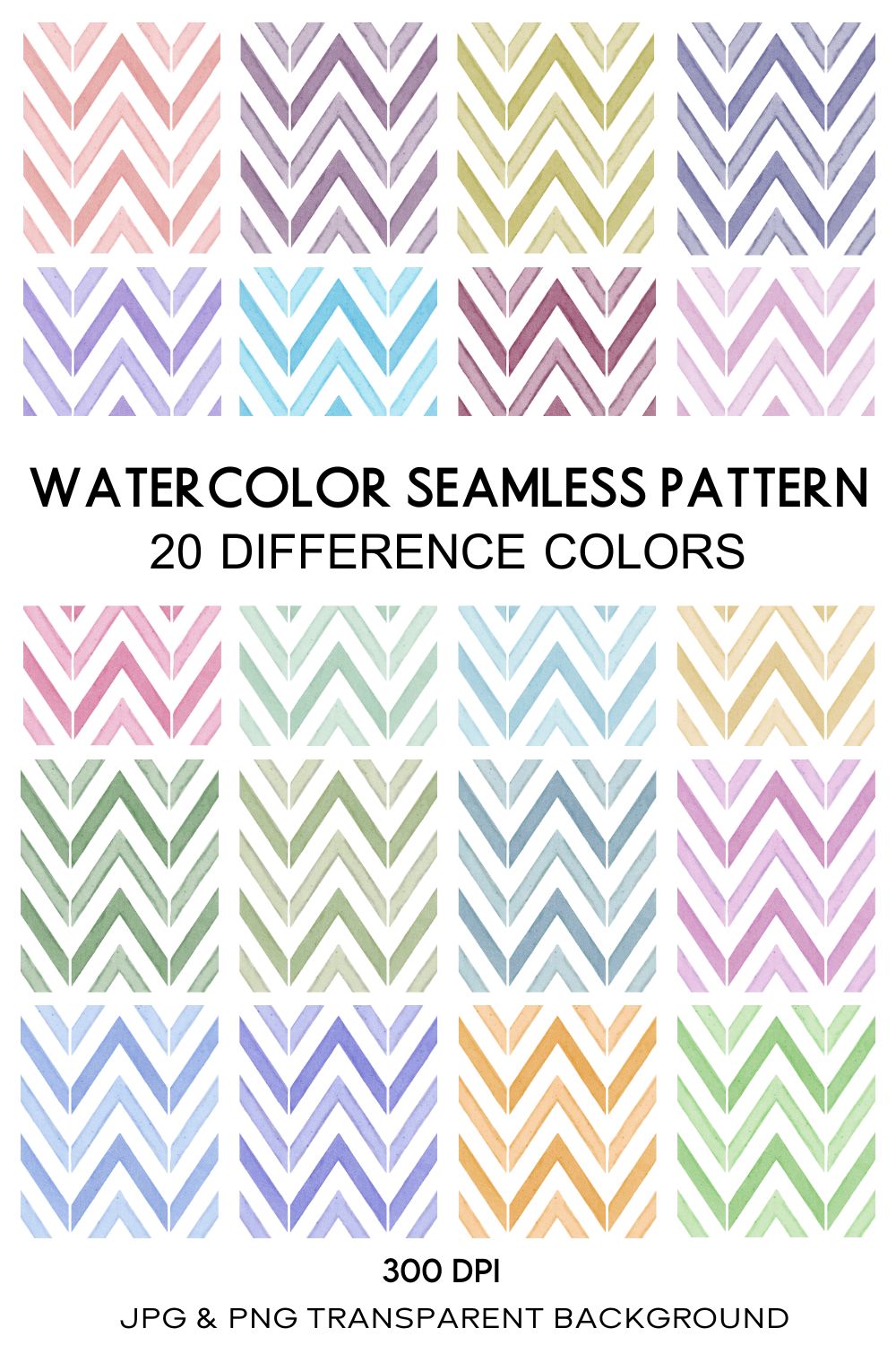 20 Watercolor Seamless Patterns pinterest preview image.