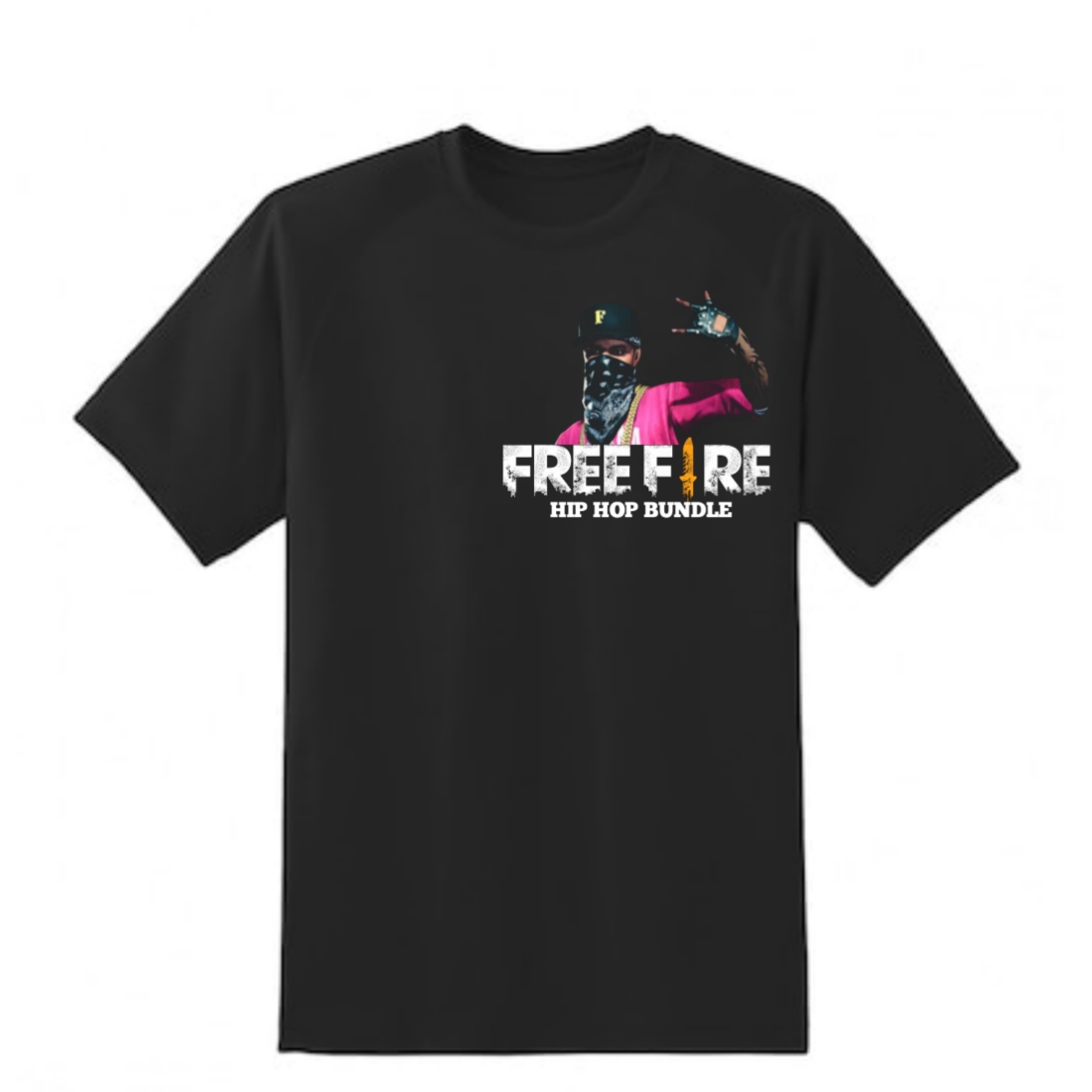 Free fire hip hop bundle T-shirt design preview image.