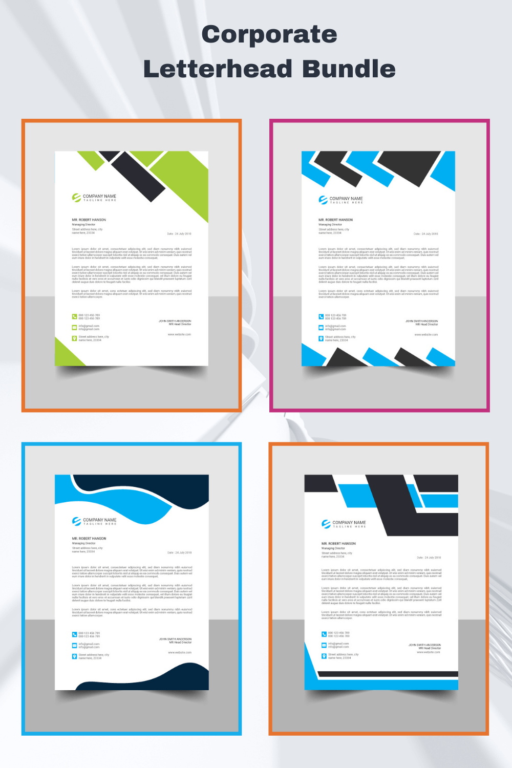 Corporate Letterhead Collection pinterest preview image.