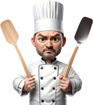 2chef holding spatula with calm expression 5