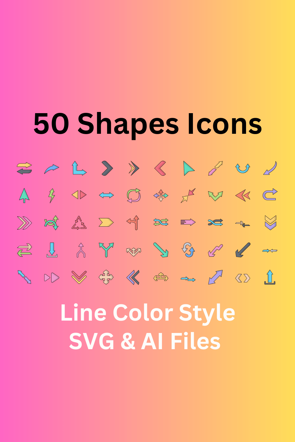 Shapes Icon Set 50 Line Color Icons - SVG And AI Files pinterest preview image.
