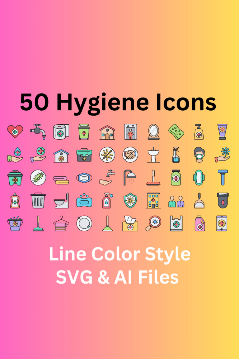 Hygiene Icon Set 50 Line Color Icons - SVG And AI Files - MasterBundles