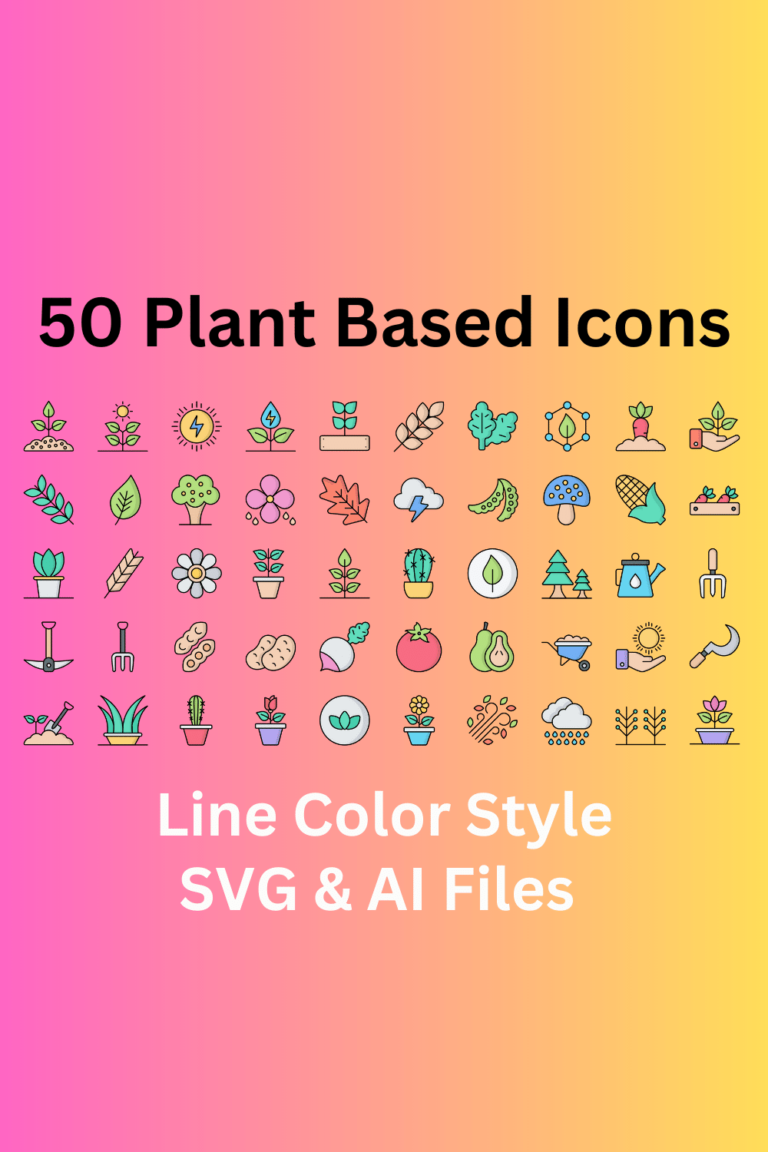 Plant Based Icon Set 50 Line Color Icons - SVG And AI Files - MasterBundles