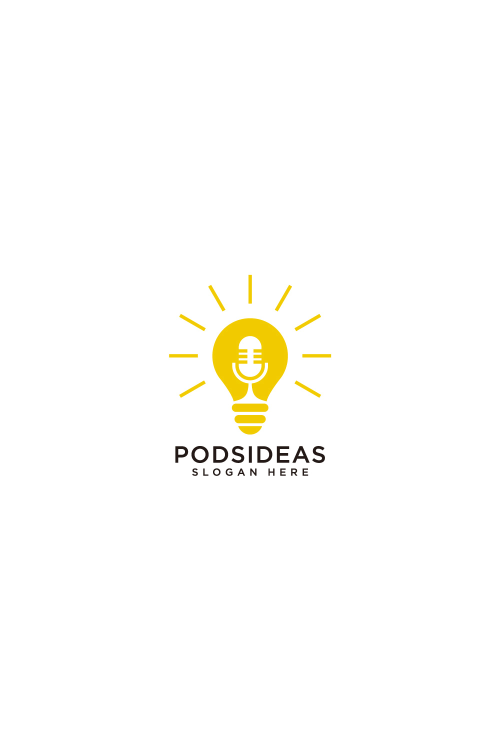 podcast with lightbulb idea logo vector design pinterest preview image.