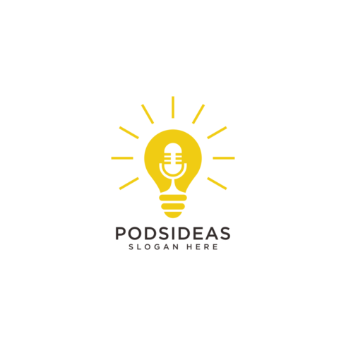 podcast with lightbulb idea logo vector design cover image.