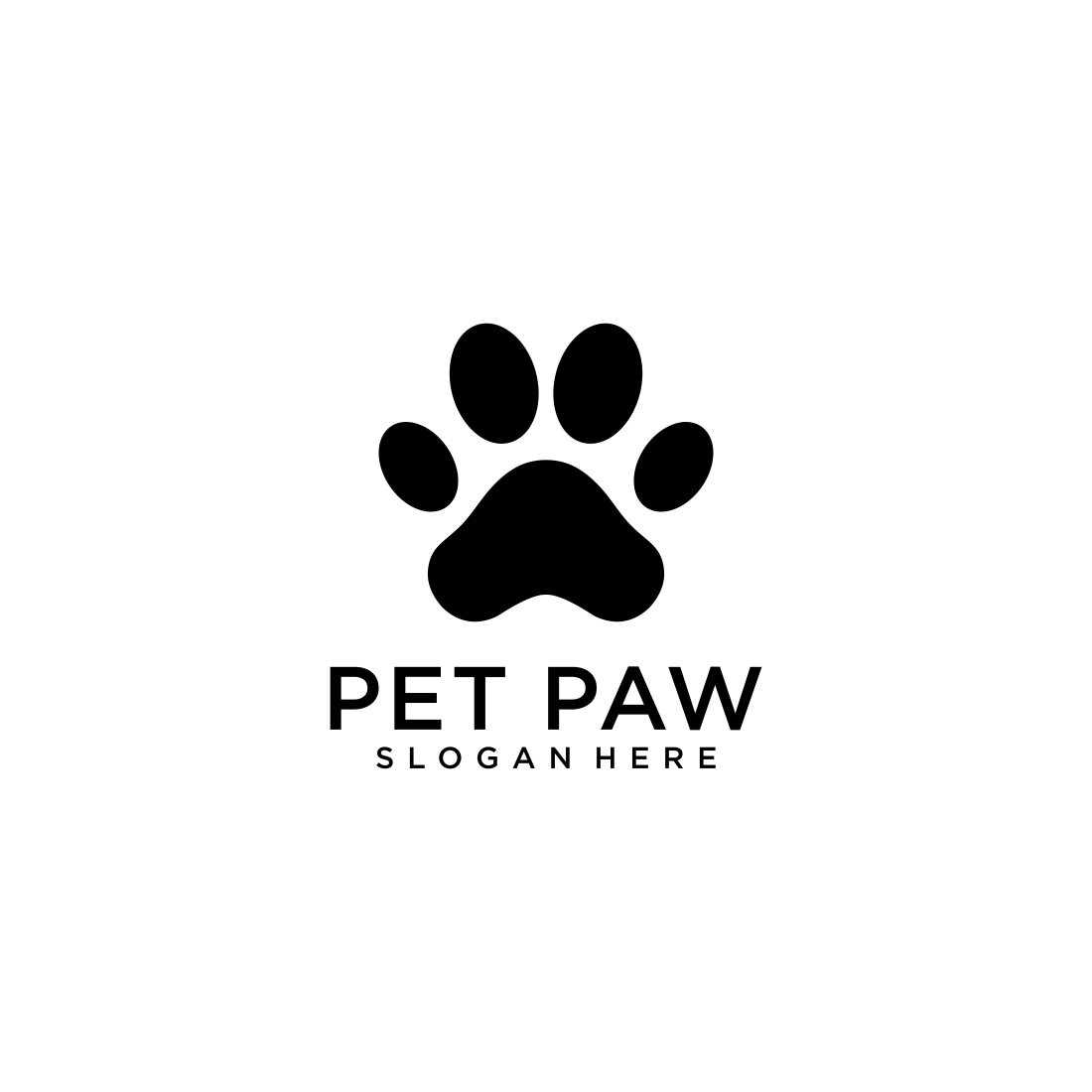 silhouette of dog paws logo vector preview image.