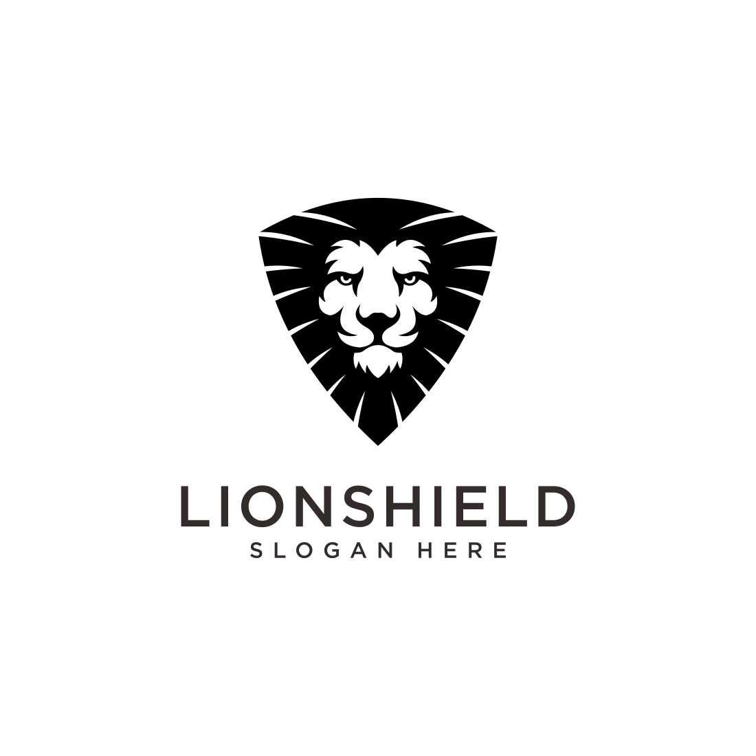 lion head shield logo vector design preview image.