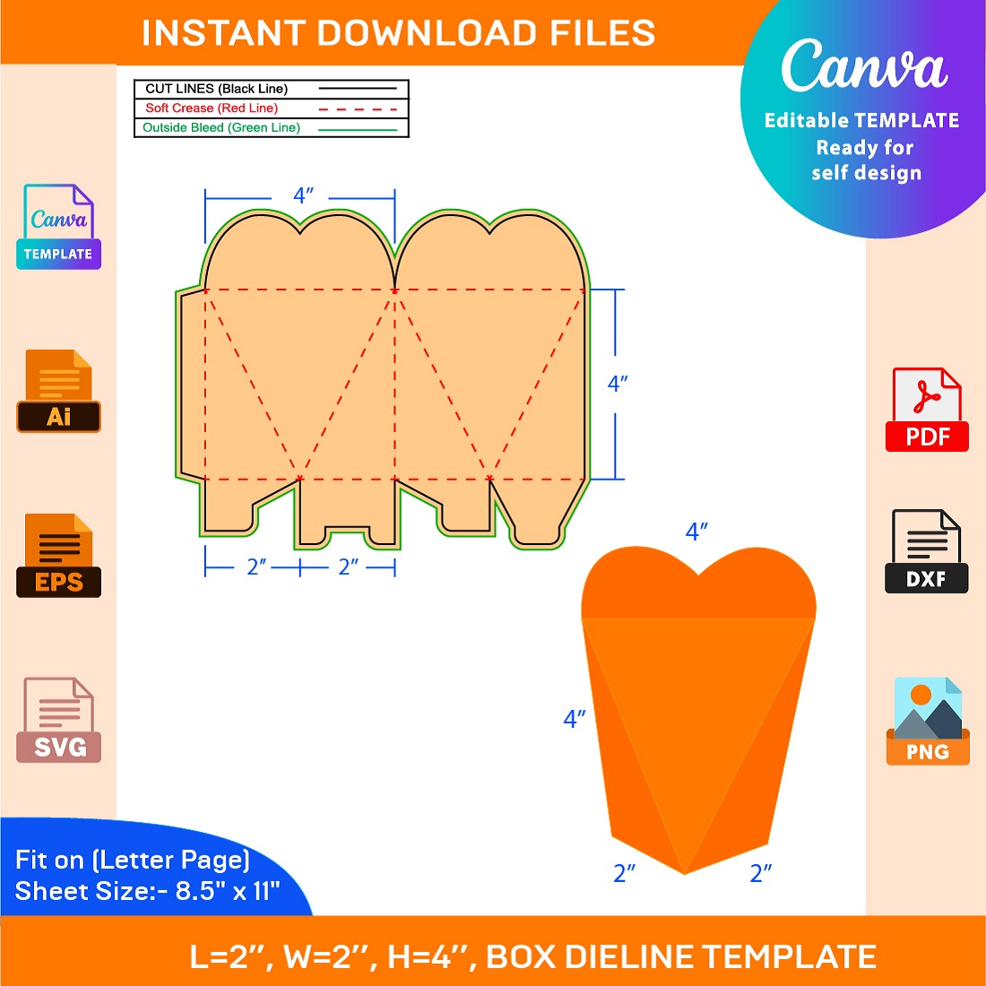 3d heart shape box gift box storage box dieline template 01 556