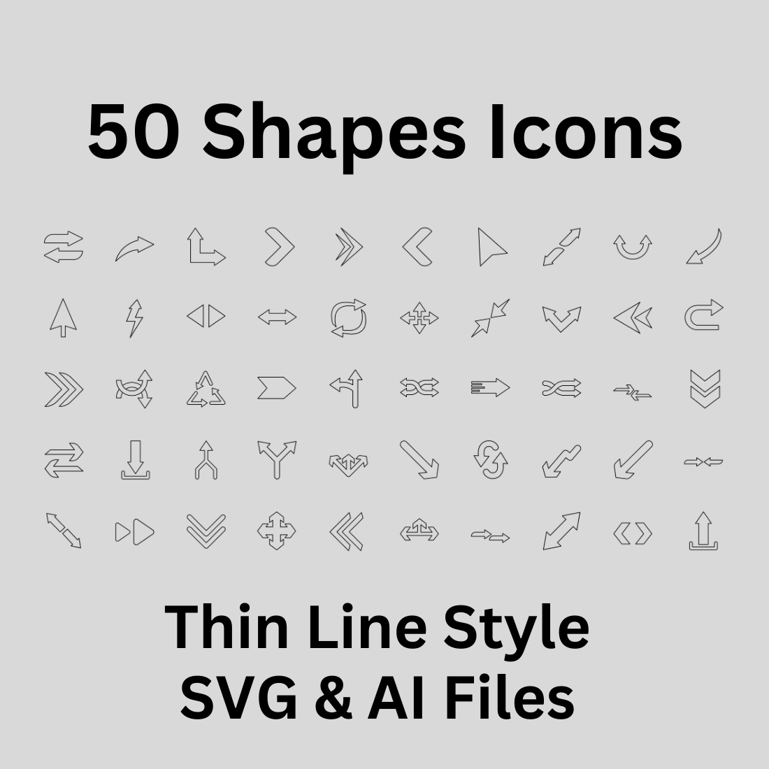 Shapes Icon Set 50 Outline Icons - SVG And AI Files preview image.