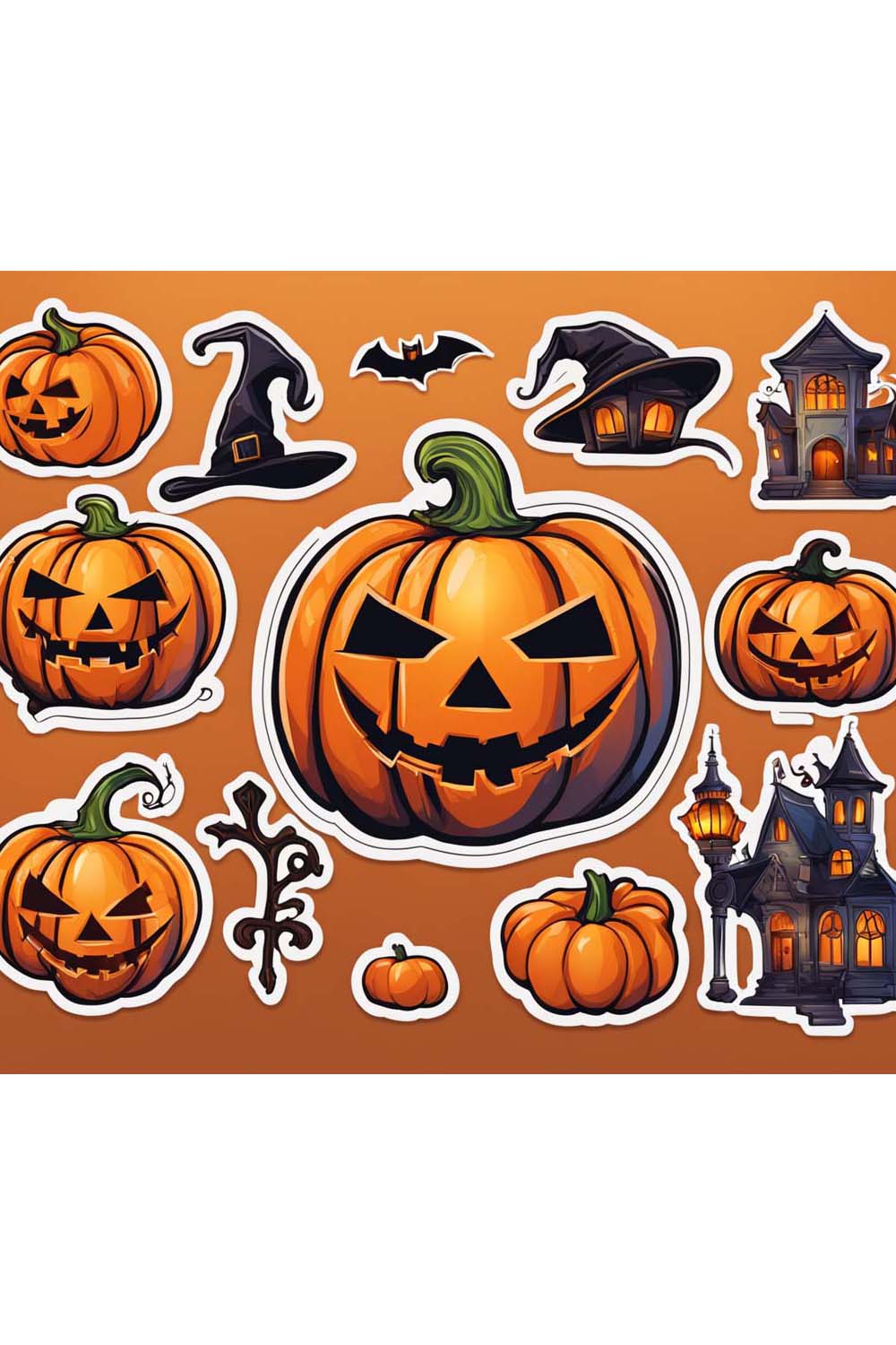 Halloween pumpkin sticker pack pinterest preview image.