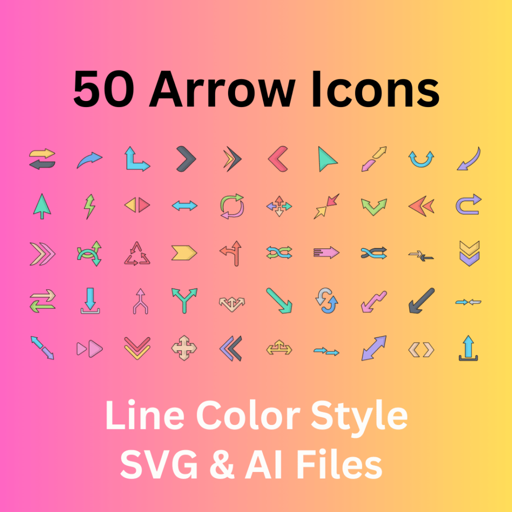 Arrows Icon Set 50 Line Color Icons - SVG And AI Files - MasterBundles
