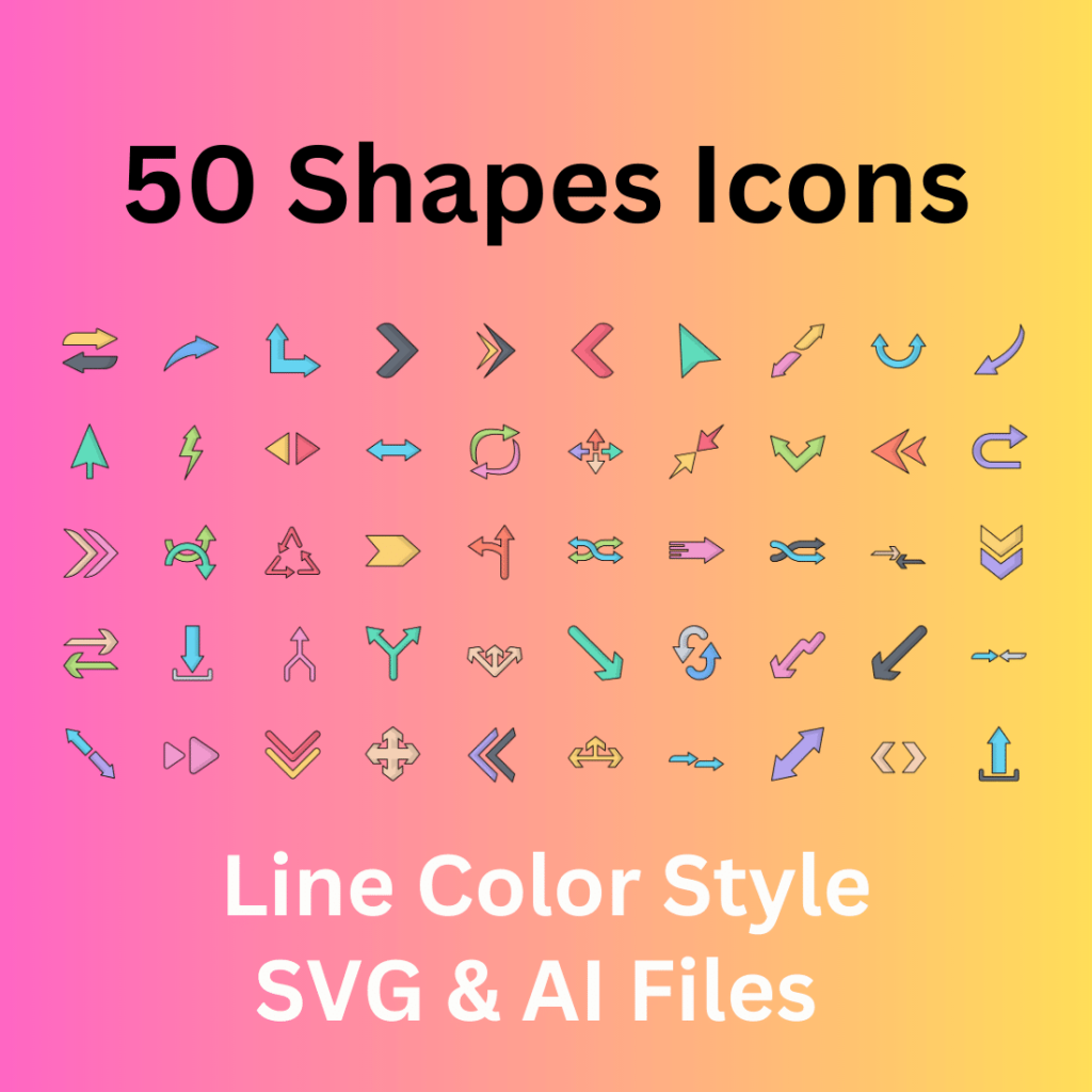 Shapes Icon Set 50 Line Color Icons - SVG And AI Files - MasterBundles