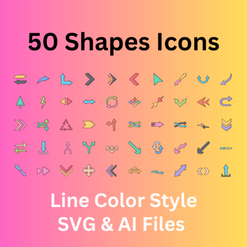 Shapes Icon Set 50 Line Color Icons - SVG And AI Files cover image.