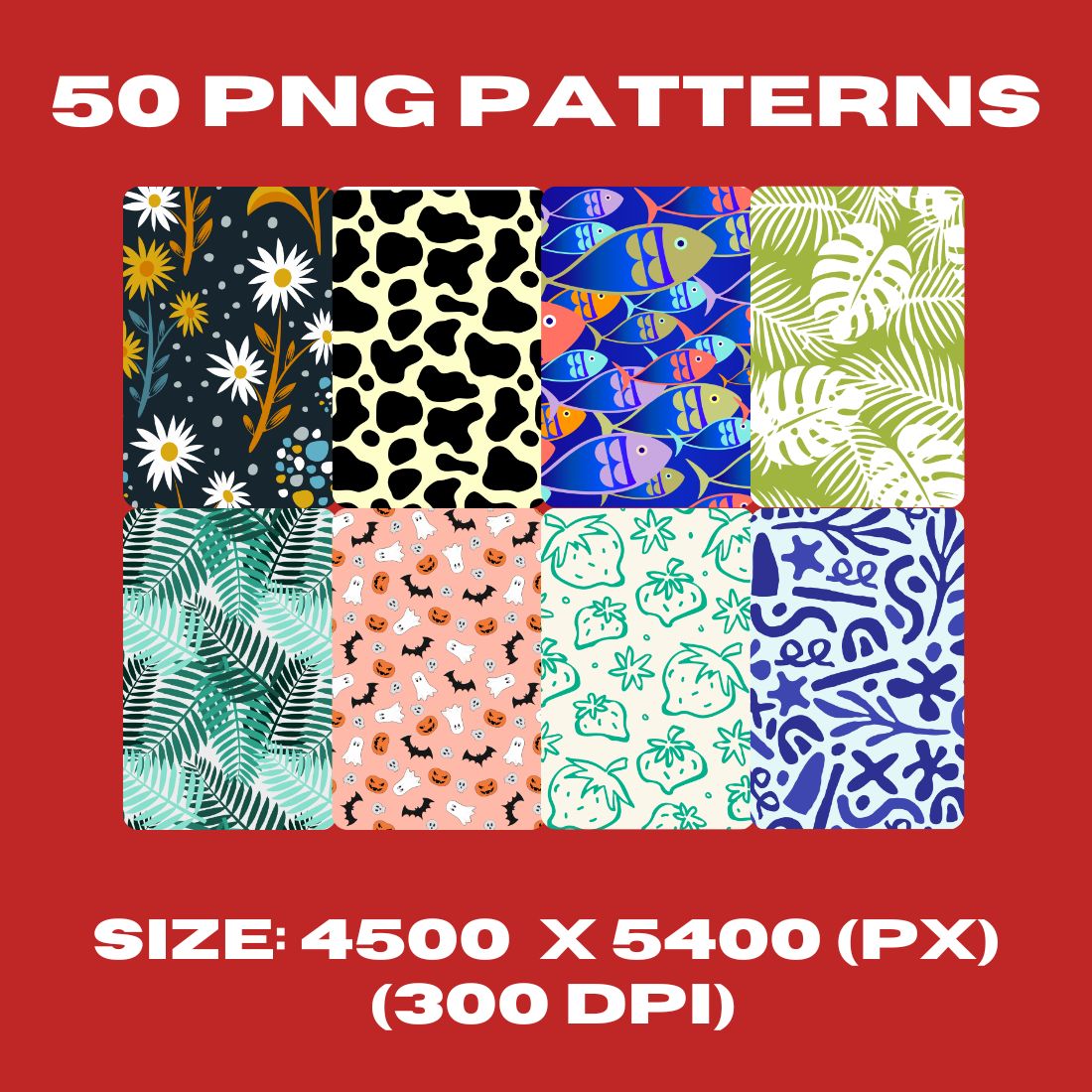 50 Graphic pattern design bundle for POD preview image.